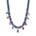 Graduated Blue Opal Cylinder Beaded Necklace with Multi Gemstone Shakers