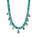 Graduated Turquoise Cylinder Beaded Necklace with Multi Gemstone Shakers