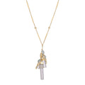 Aquamarine Bar Drip + Eye Diamond Bar Chain Necklace