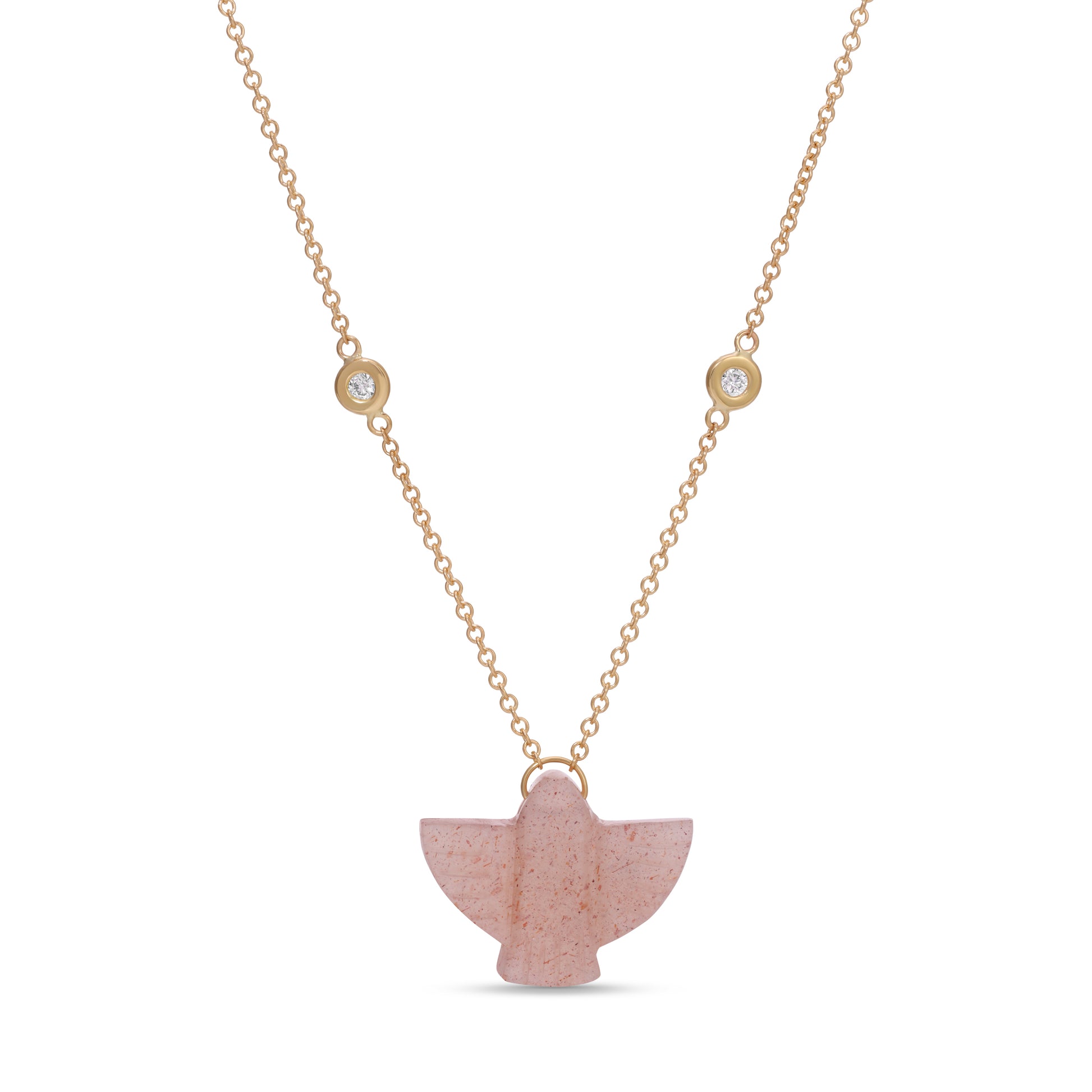 Baby Peach Moonstone Thunderbird Necklace
