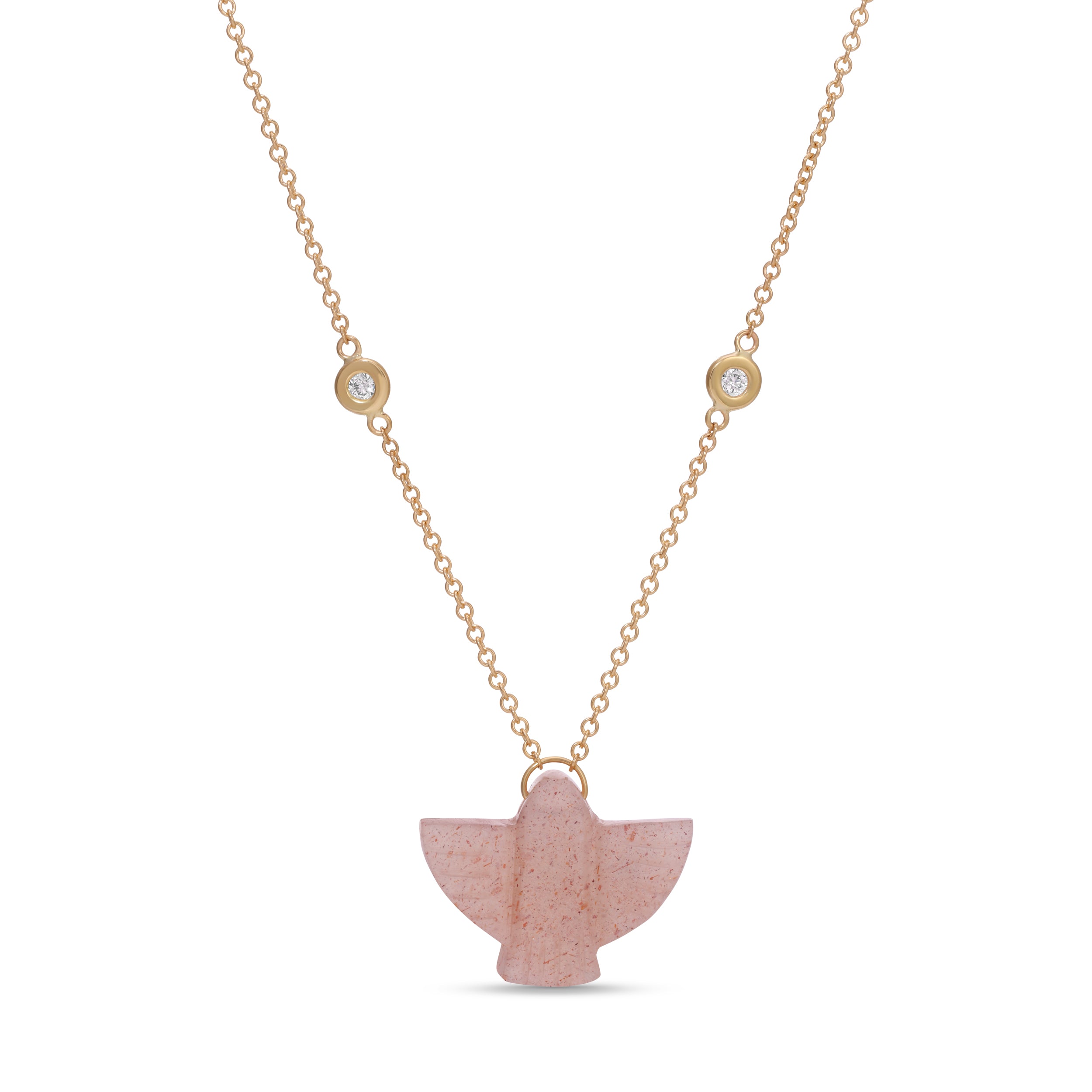Baby Peach Moonstone Thunderbird Necklace