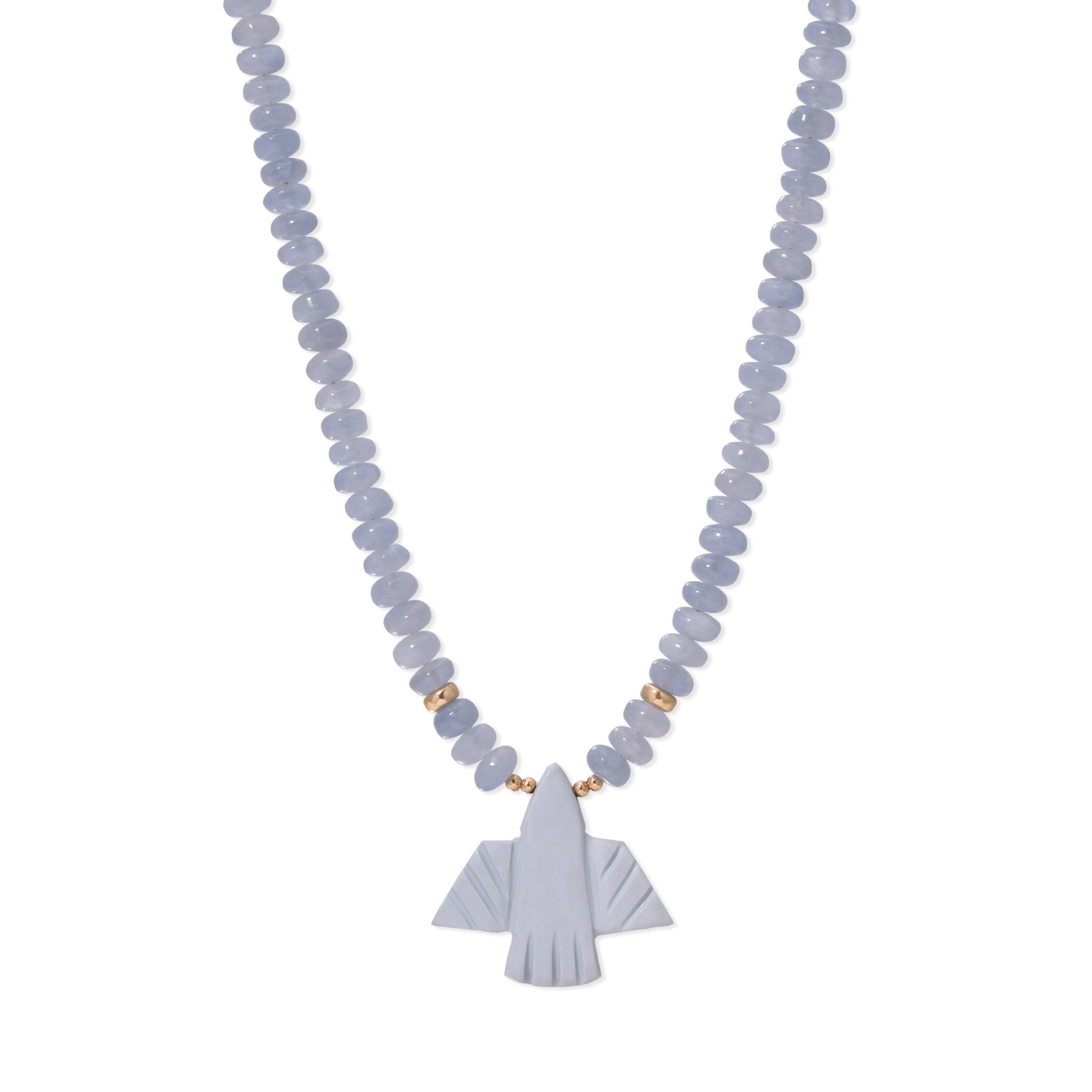 Blue Opal Thunderbird Beaded Necklace