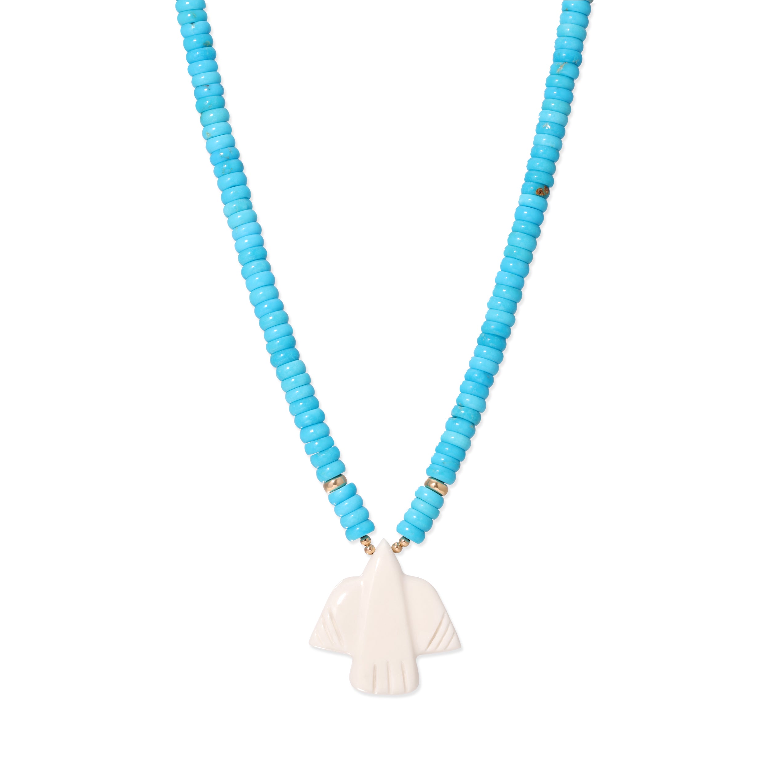 Bone Thunderbird +  Turquoise Beaded Necklace