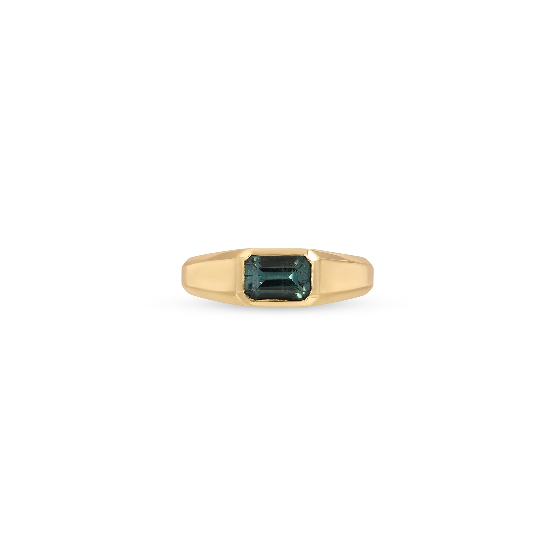 Green Tourmaline Baguette Deco Ring