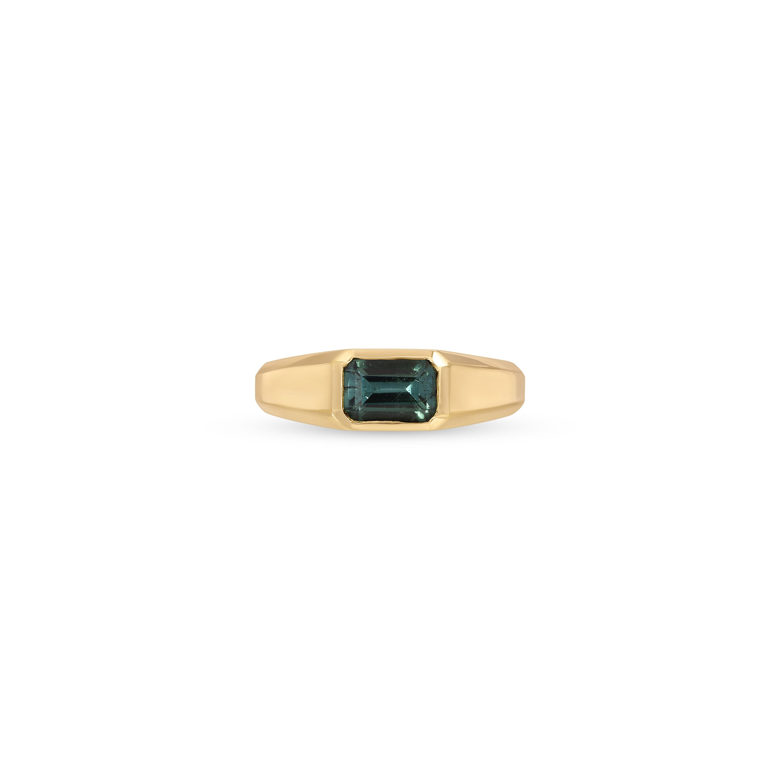 Green Tourmaline Baguette Deco Ring