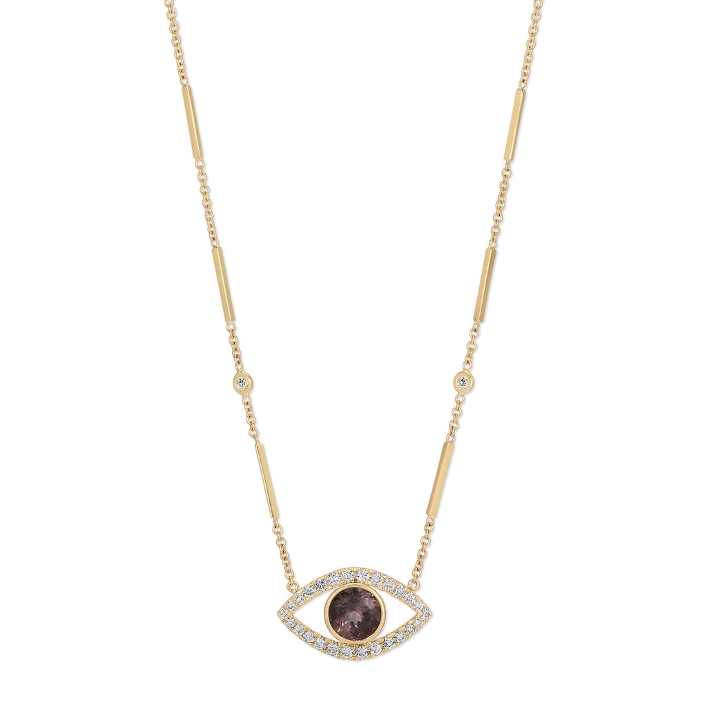 Purple Tourmaline Pavé Open Eye Necklace