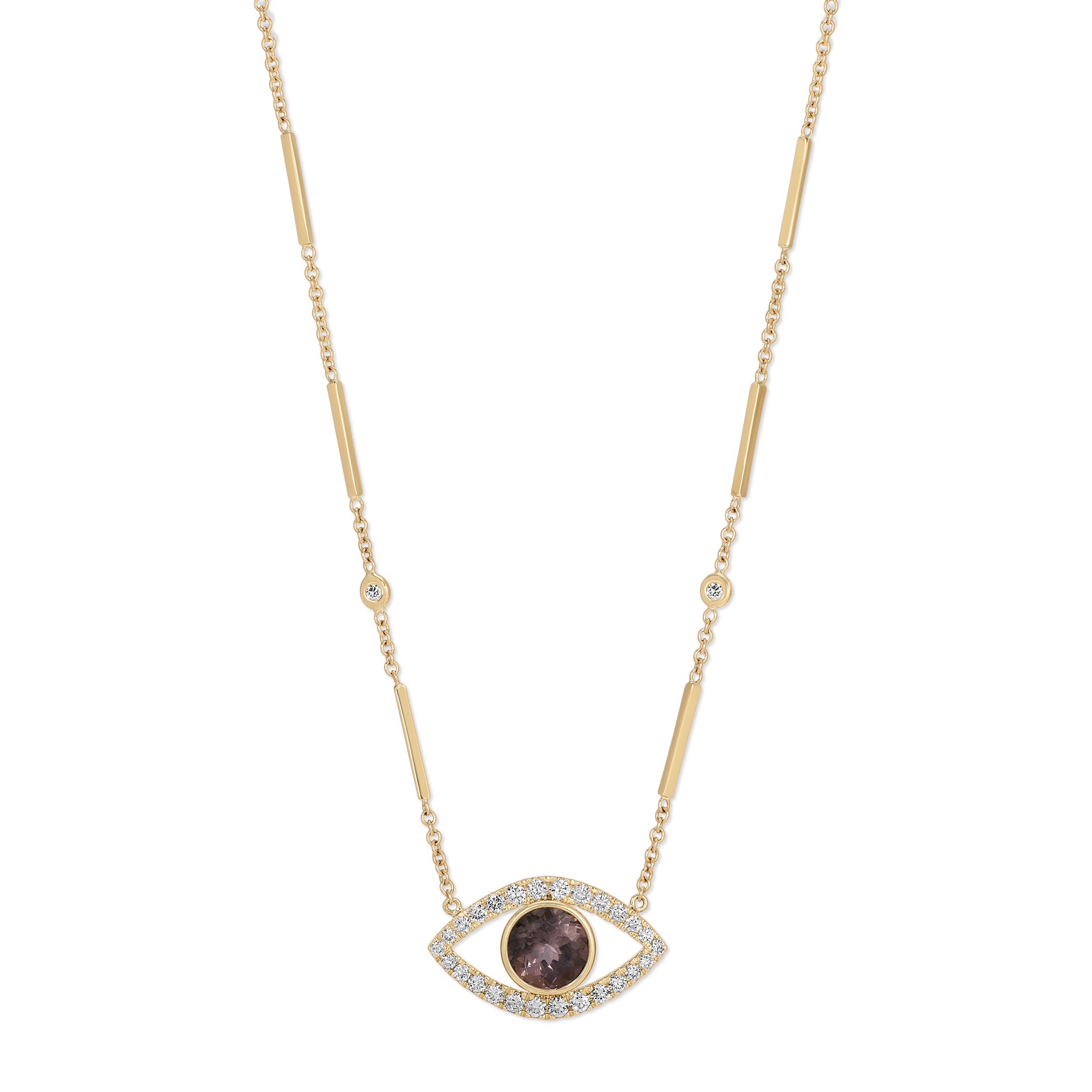 Purple Tourmaline Pavé Open Eye Necklace