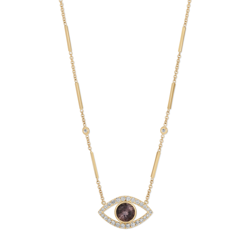 Purple Tourmaline Pavé Open Eye Necklace