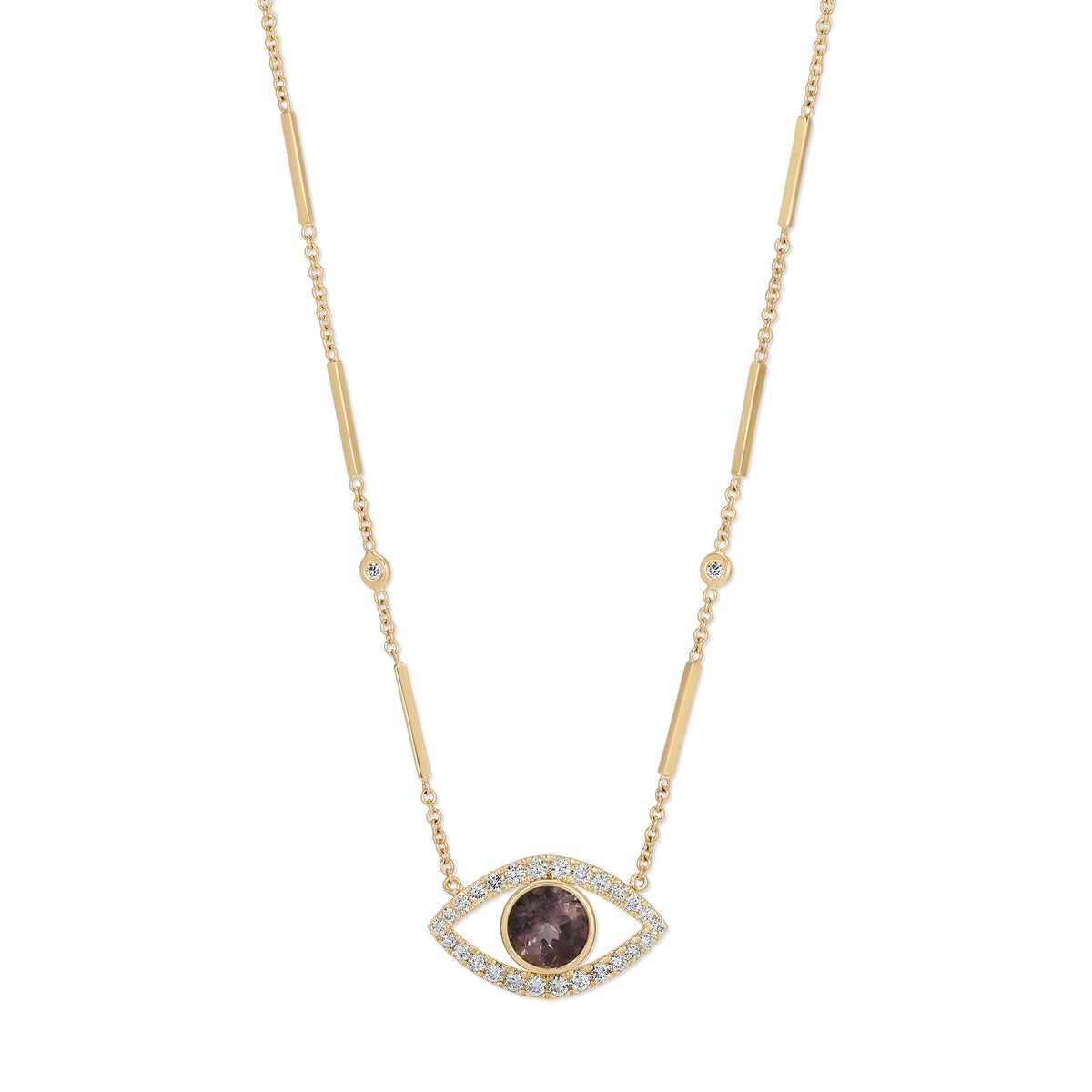 Purple Tourmaline Pavé Open Eye Necklace