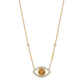 Yellow Tourmaline Pavé Open Eye Necklace