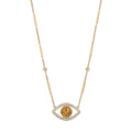 Yellow Tourmaline Pavé Open Eye Necklace
