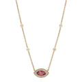 Pink Tourmaline Eye Necklace with Pavé Diamonds