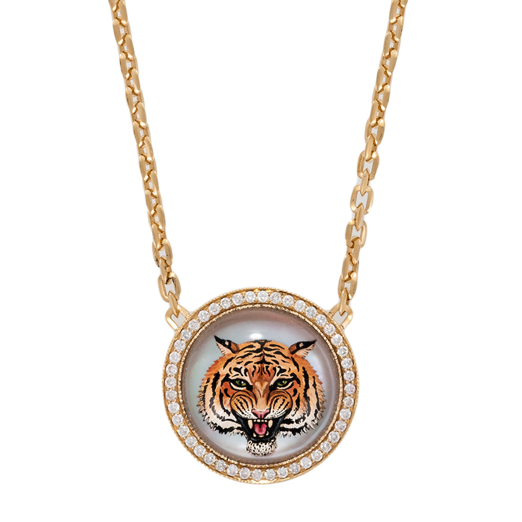 Painted Tiger Feline Moe Chain Necklace