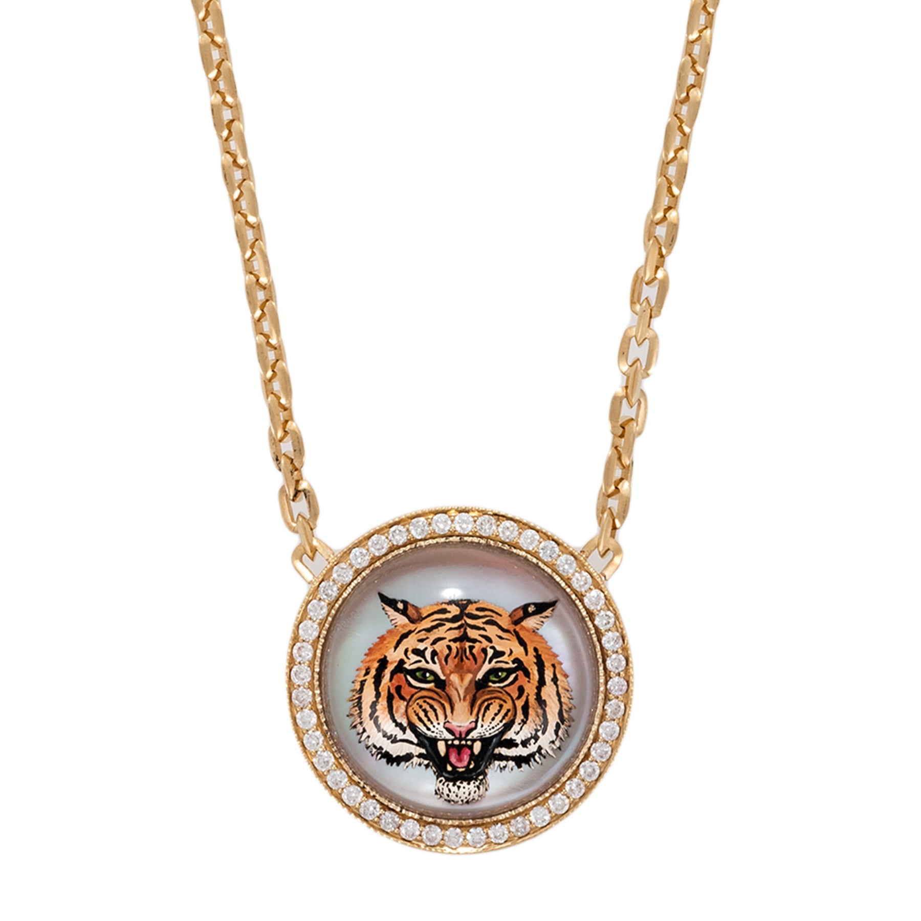 Painted Tiger Feline Moe Chain Necklace
