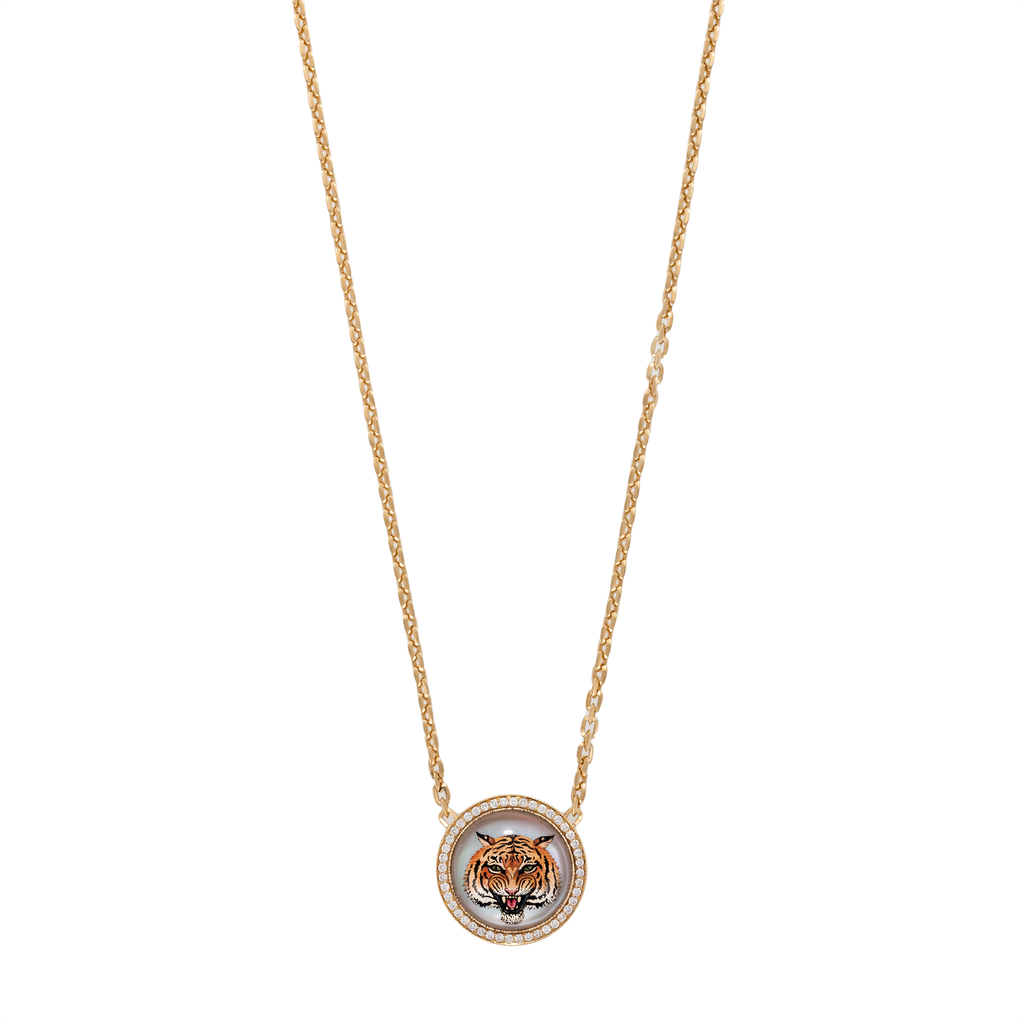 Painted Tiger Feline Moe Chain Necklace