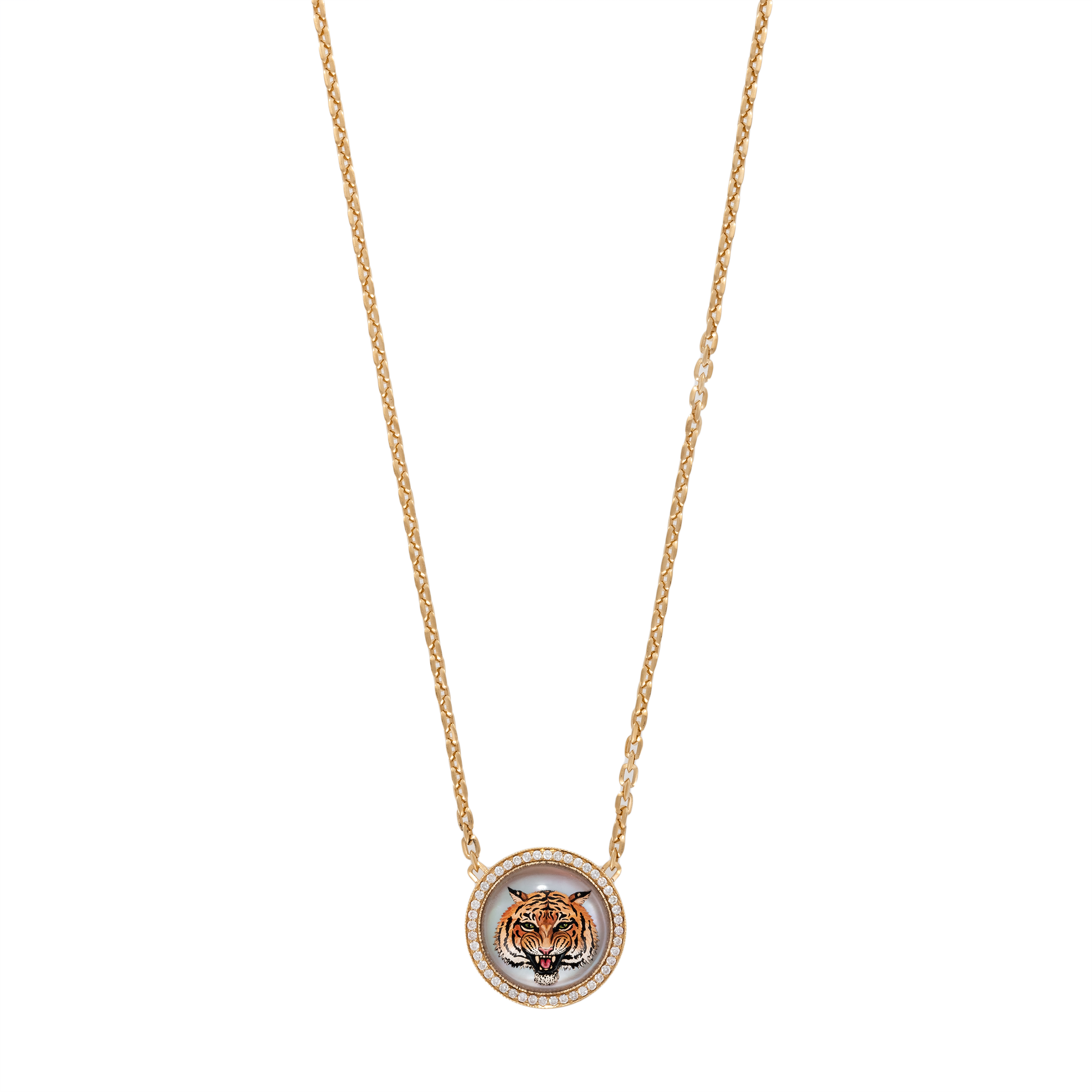 Painted Tiger Feline Moe Chain Necklace