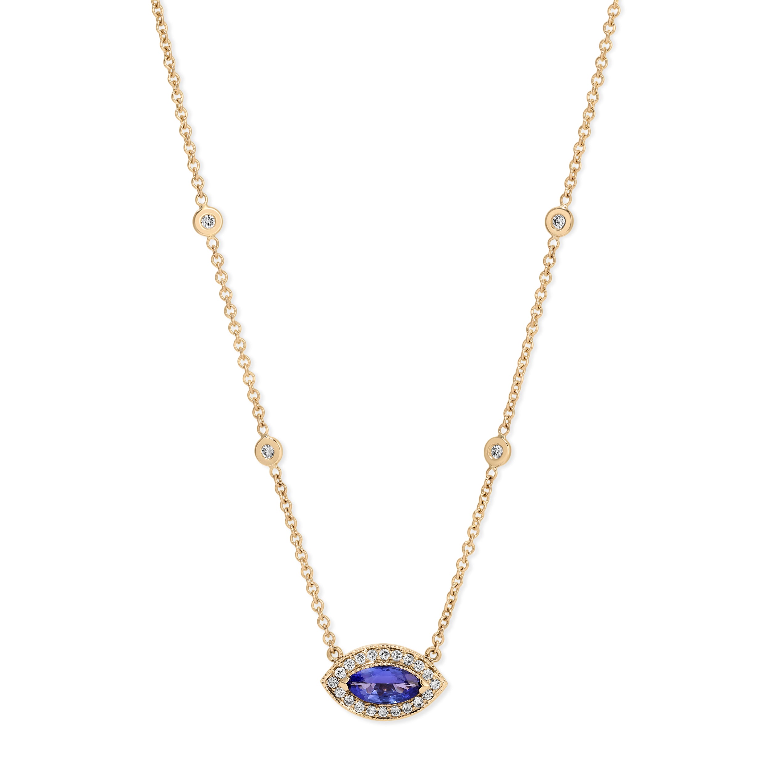 Tanzanite Eye Necklace with Pavé Diamonds