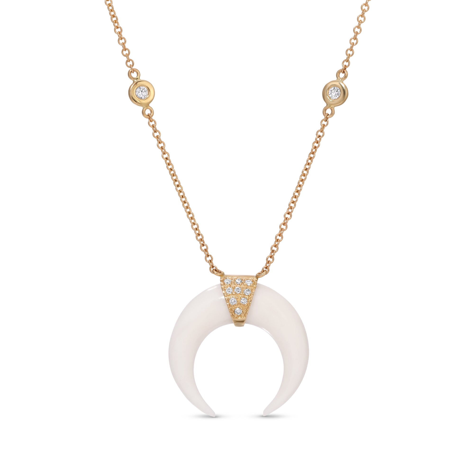 Mini Bone Double Horn Necklace