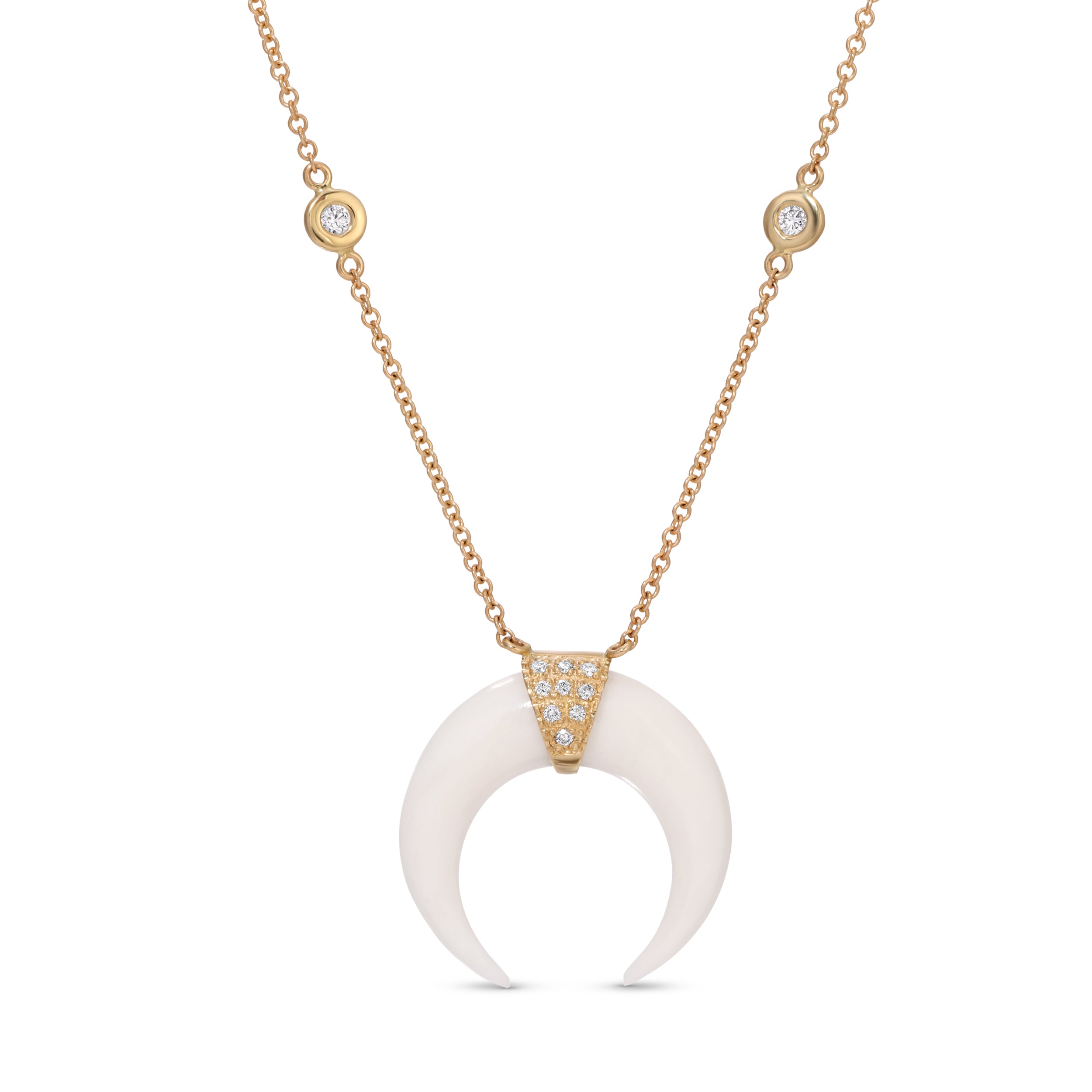 Mini Bone Double Horn Necklace