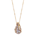 Freeform Pearl Necklace with Pavé Diamond Claws