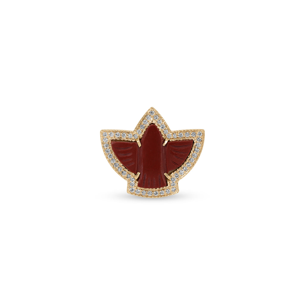 Pavé Baby Red Jasper Thunderbird Ring