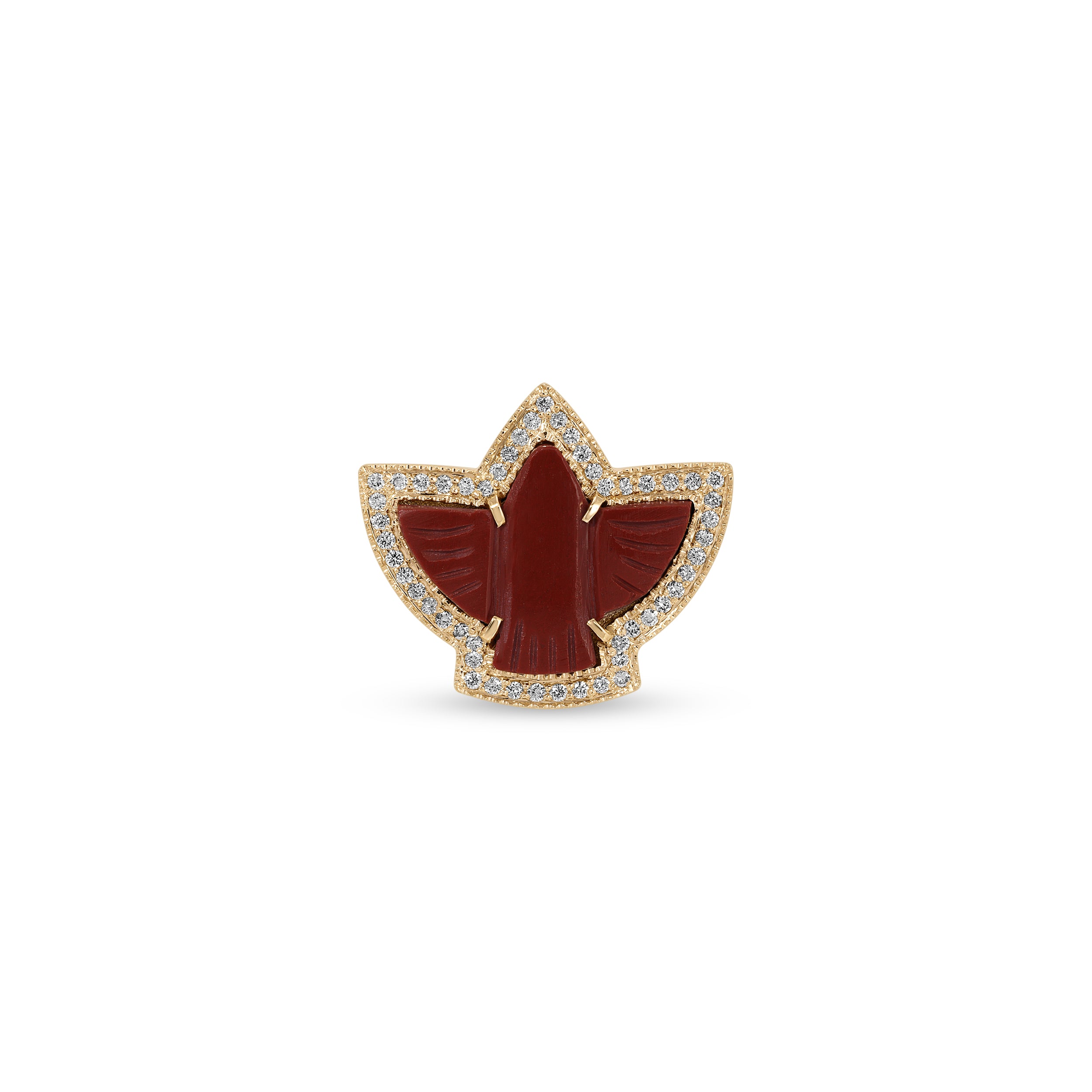 Pavé Baby Red Jasper Thunderbird Ring