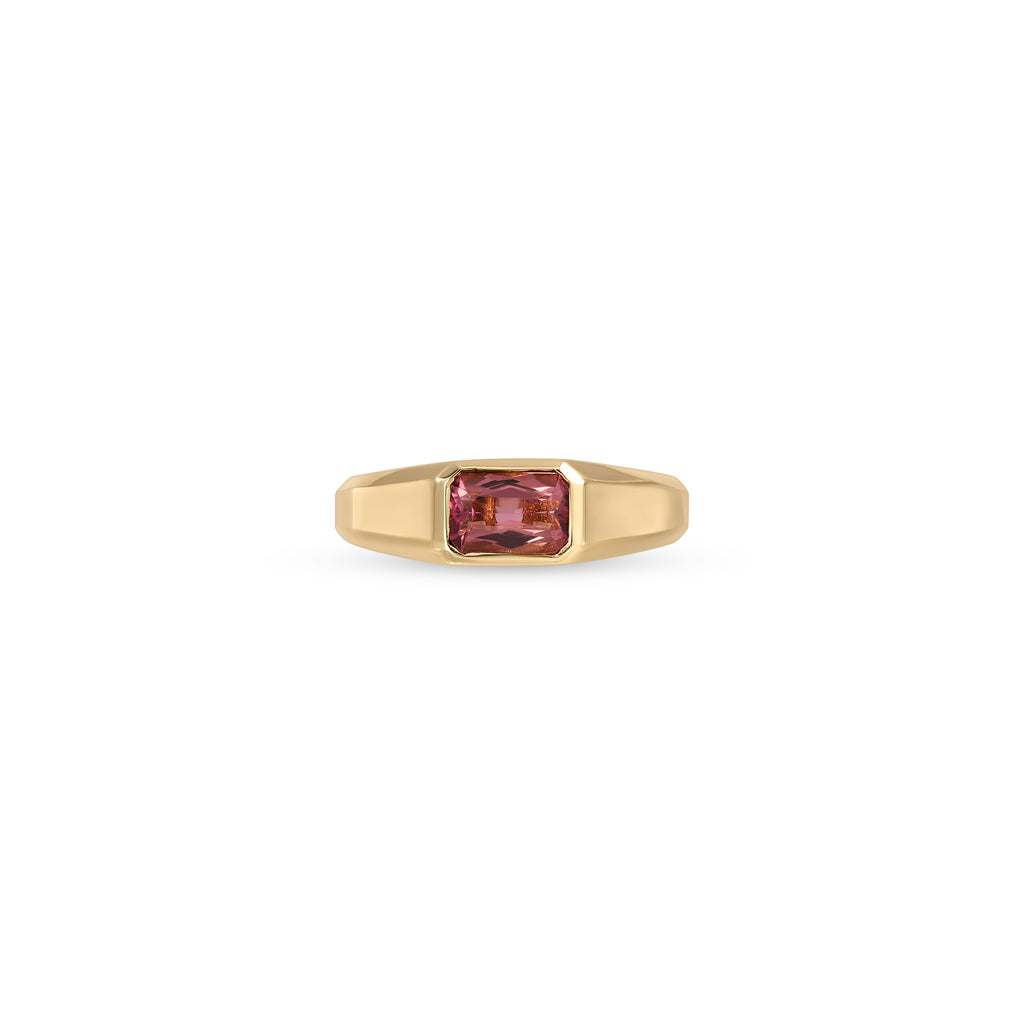 Pink Tourmaline Baguette Deco Ring