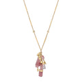 Pink Tourmaline Bar Drip + Eye 4 Diamond Bar Chain Necklace