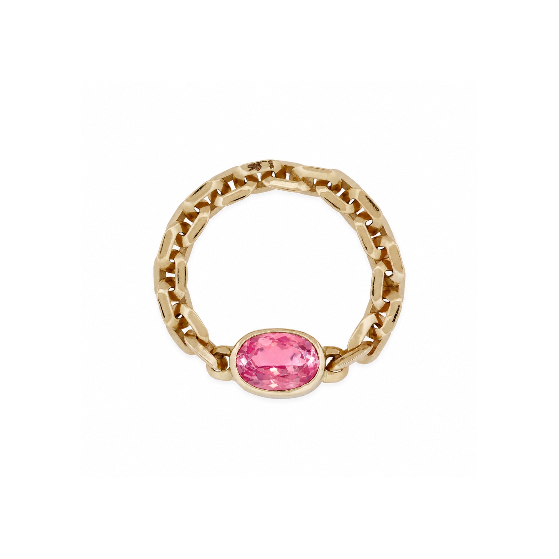 Pink Tourmaline Oval Moe Chain Ring