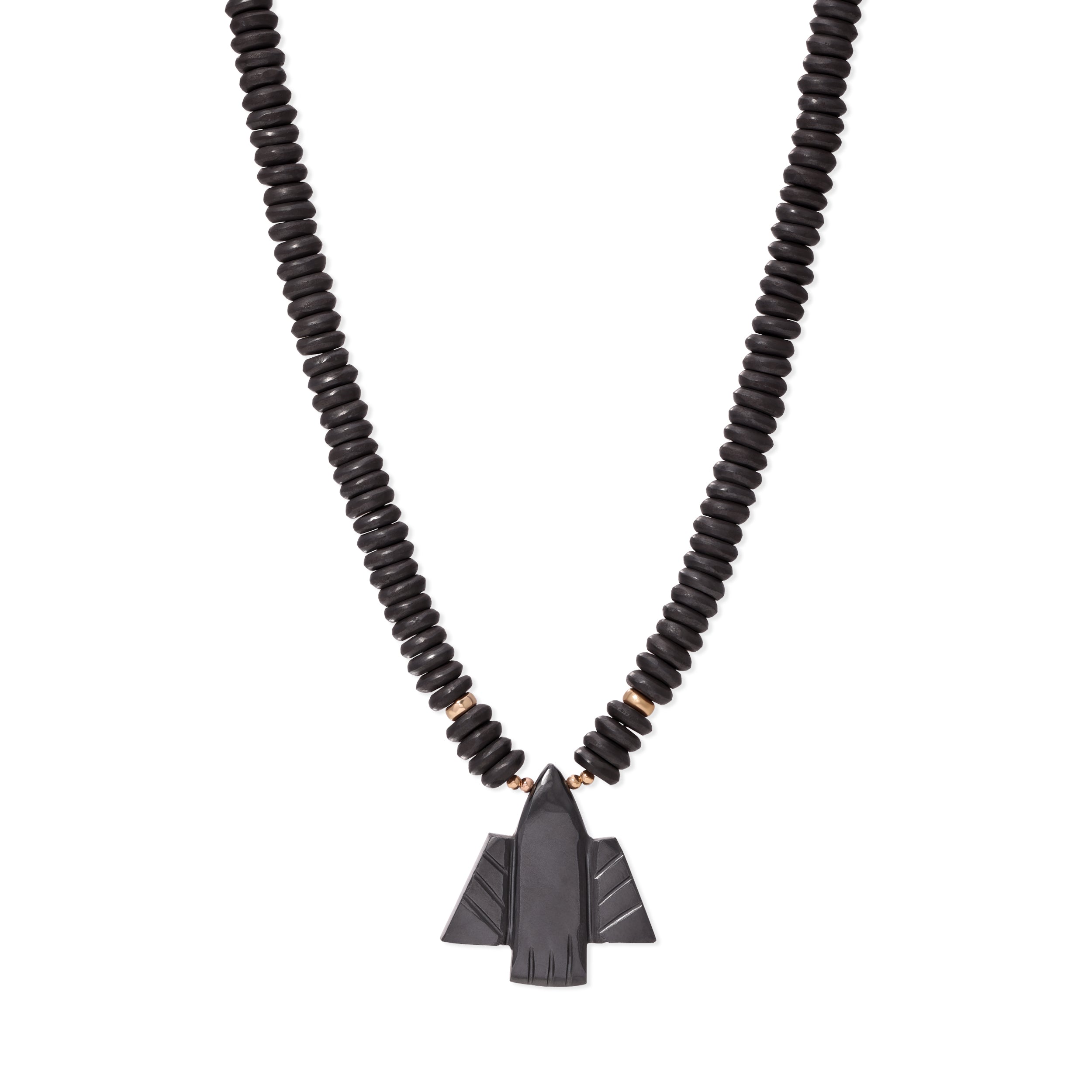 Pyrite Thunderbird + Hematite Beaded Necklace