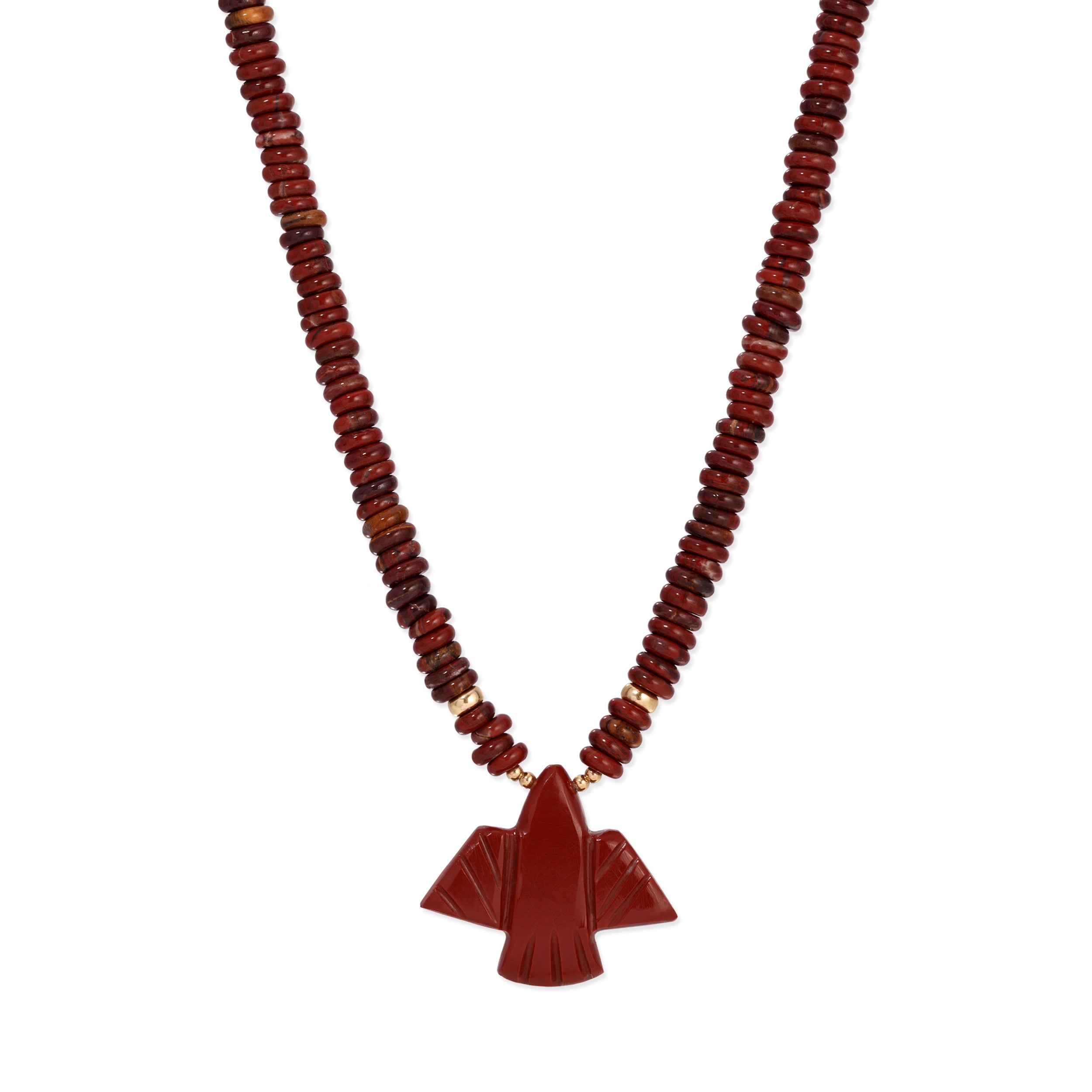 Red Jasper Thunderbird Beaded Necklace
