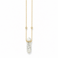 White Marble Double Point Crystal Thin Chain Necklace