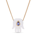 Small Mother of Pearl Hamsa with Tanzanite Necklace