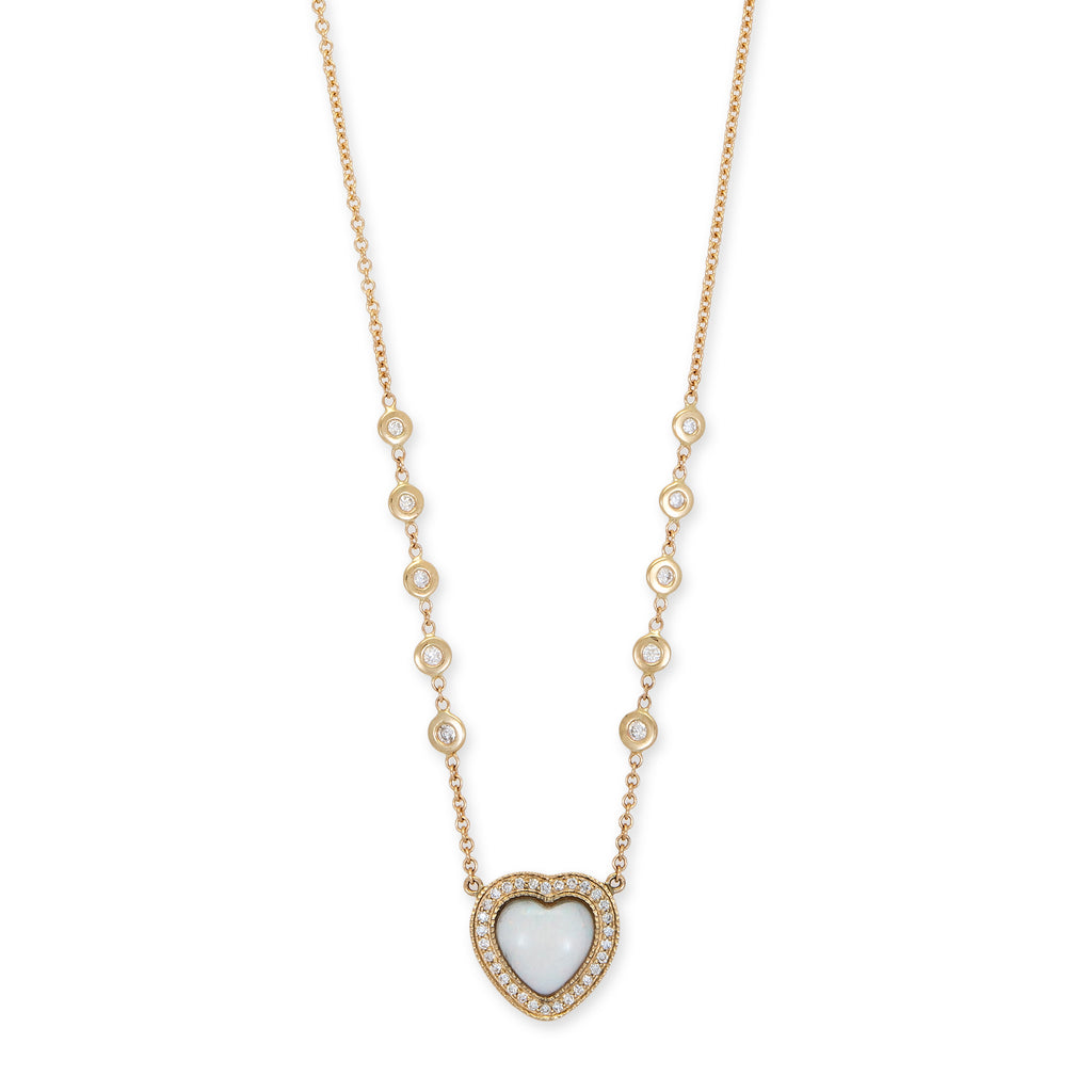 White Opal Heart Necklace