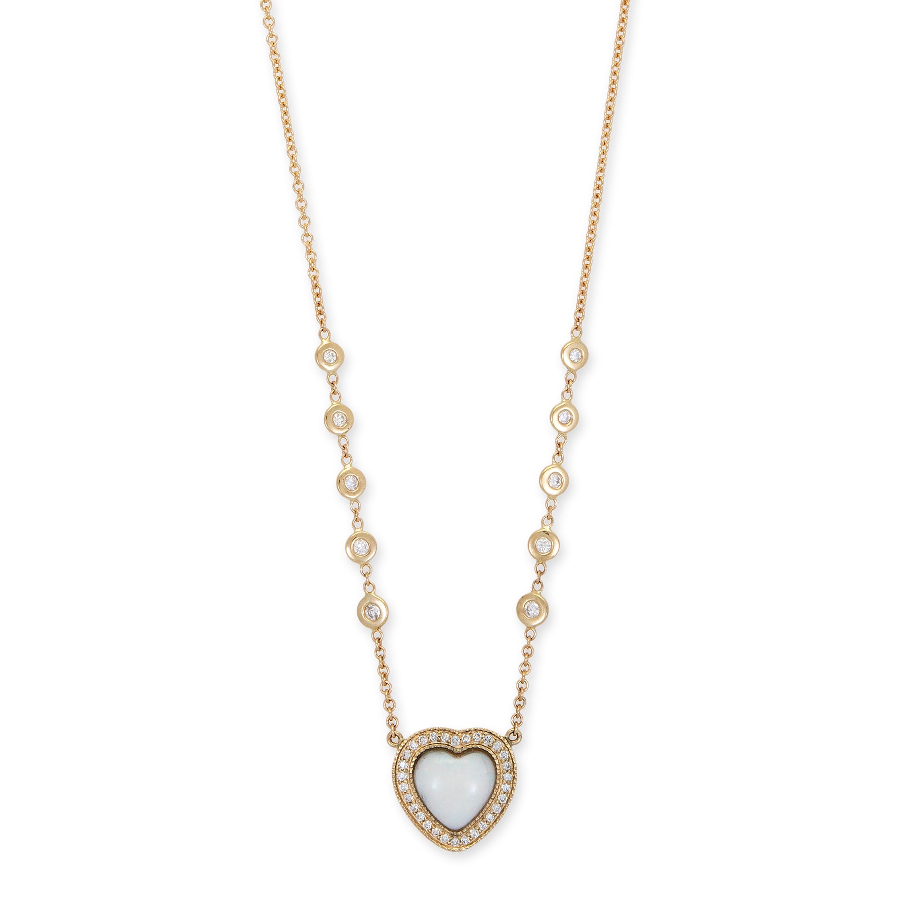 White Opal Heart Necklace