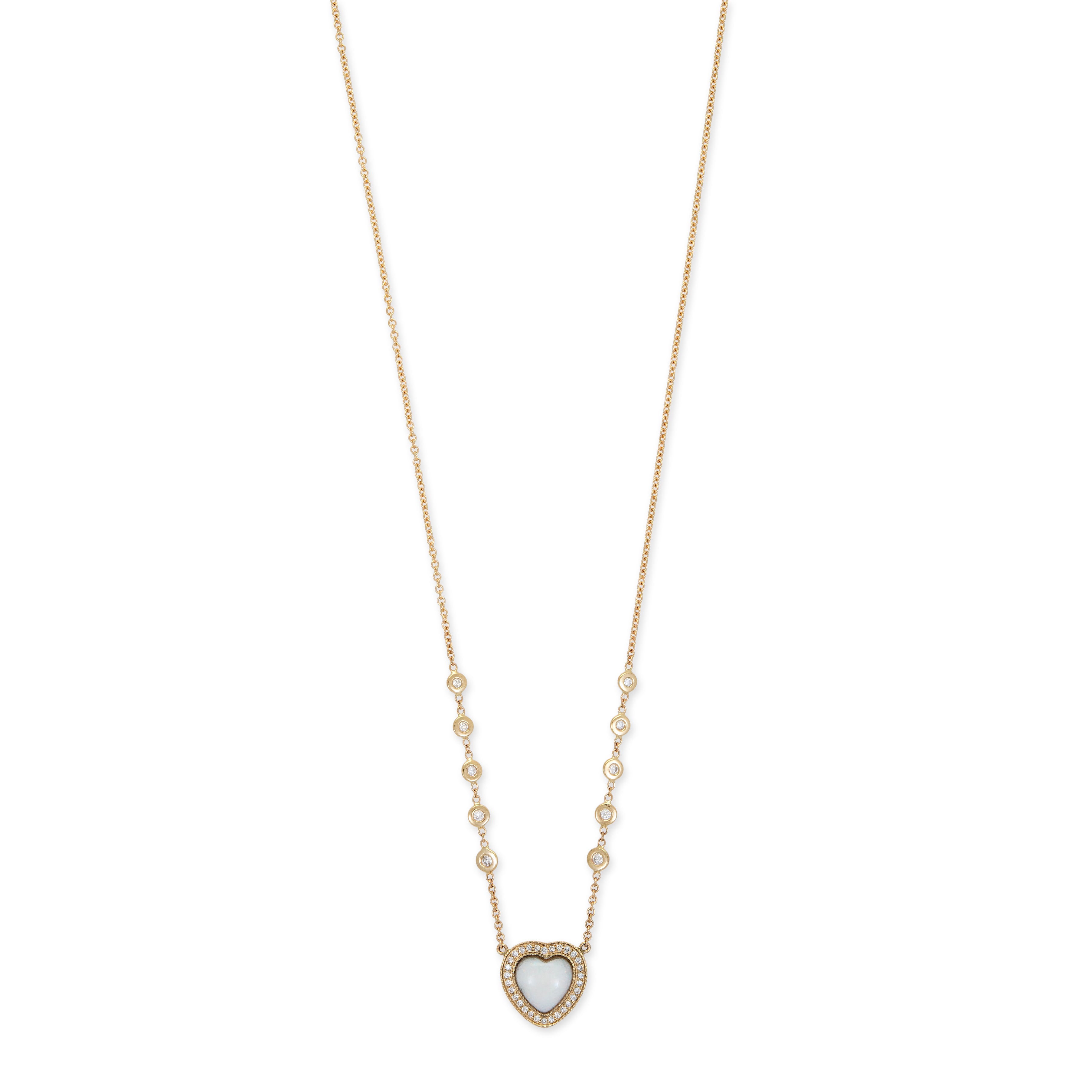 White Opal Heart Necklace