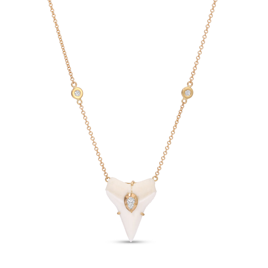 Teardrop Sophia Diamond White Shark Tooth Necklace