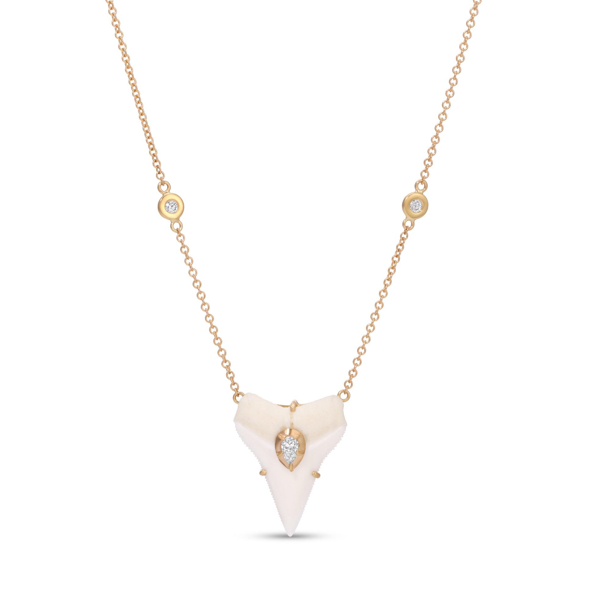 Teardrop Sophia Diamond White Shark Tooth Necklace
