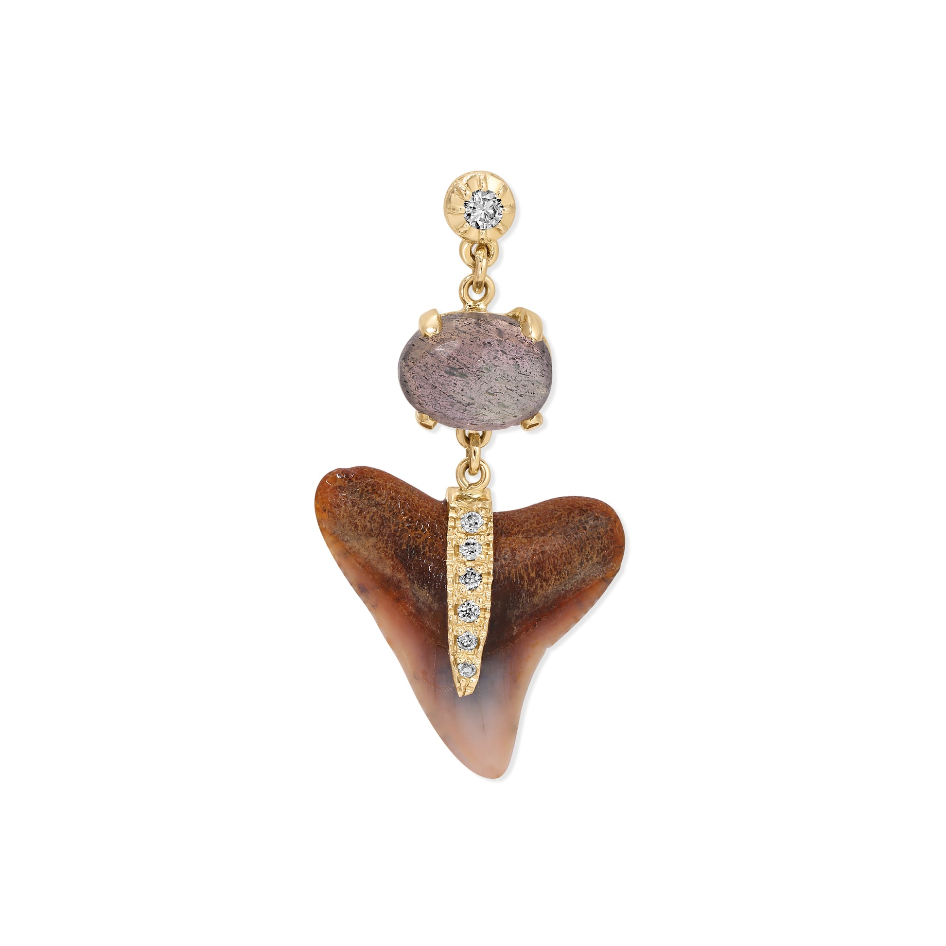 Sophia Diamond + 1 Labradorite Pave Shark Tooth Drop Stud