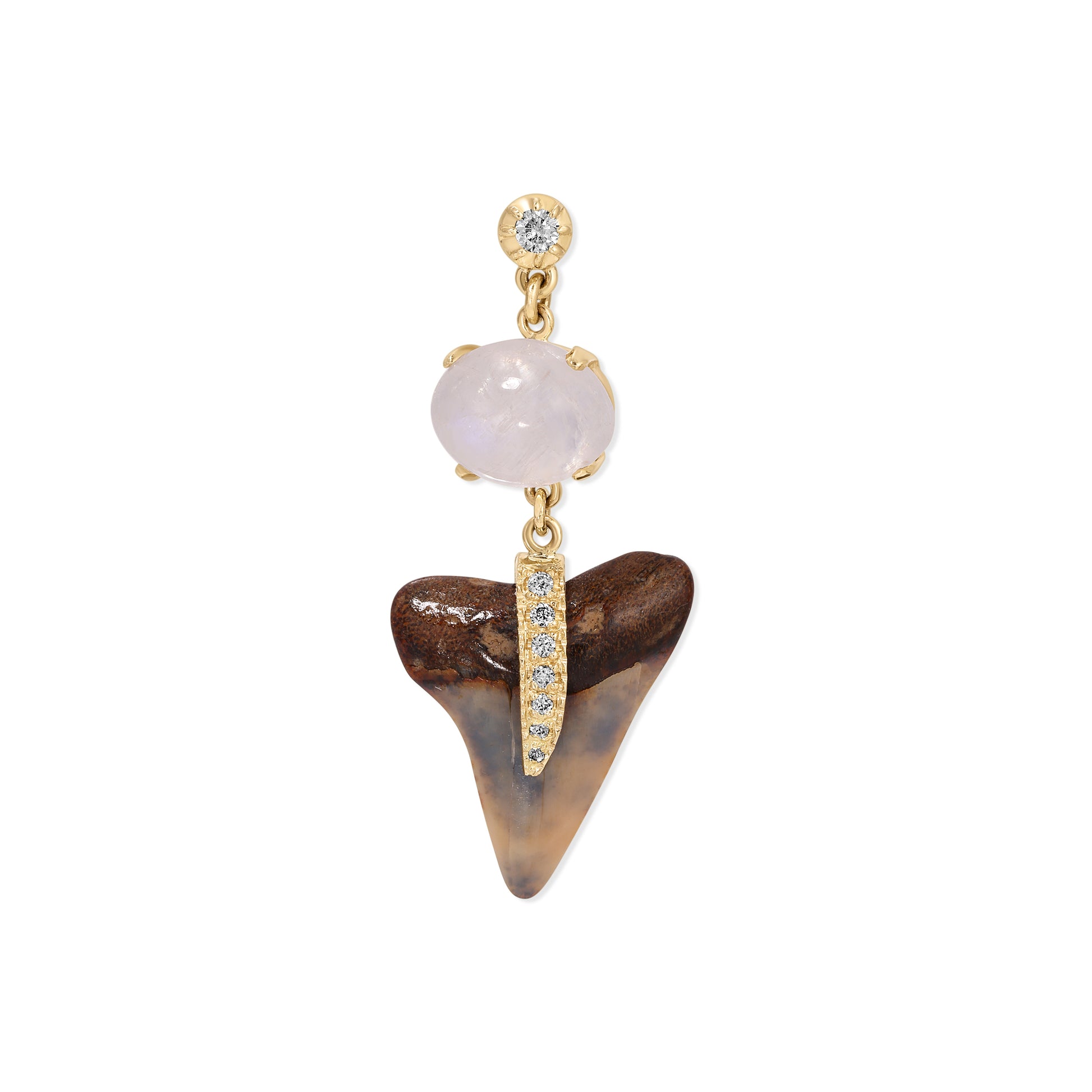 Sophia Diamond + 1 Moonstone Pave Shark Tooth Drop Stud