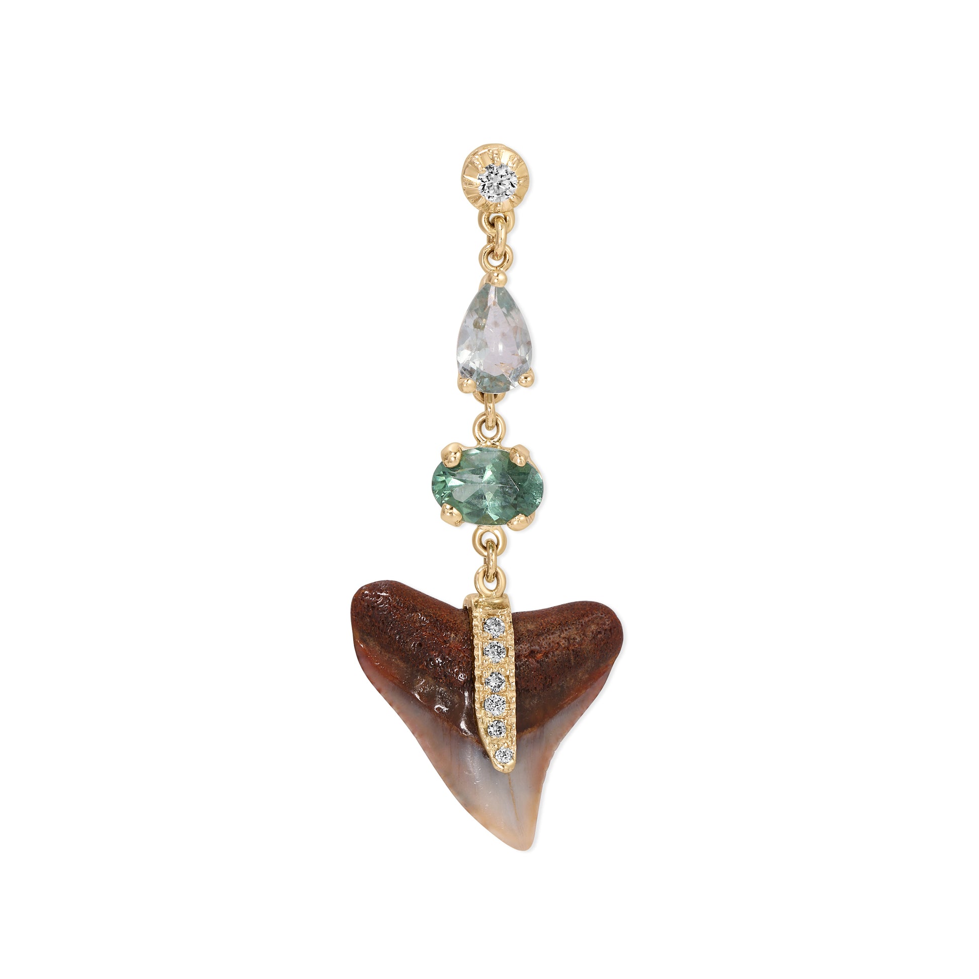 Sophia Diamond + 2 Tourmaline Pave Shark Tooth Drop Stud