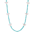 Mother of Pearl Thunderbird Gold and Turquoise Beaded Necklace