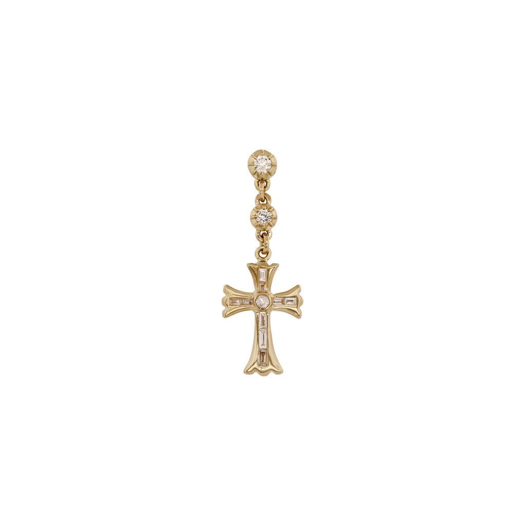 2 Sophia Diamond Gothic Baguette Cross Drop Stud