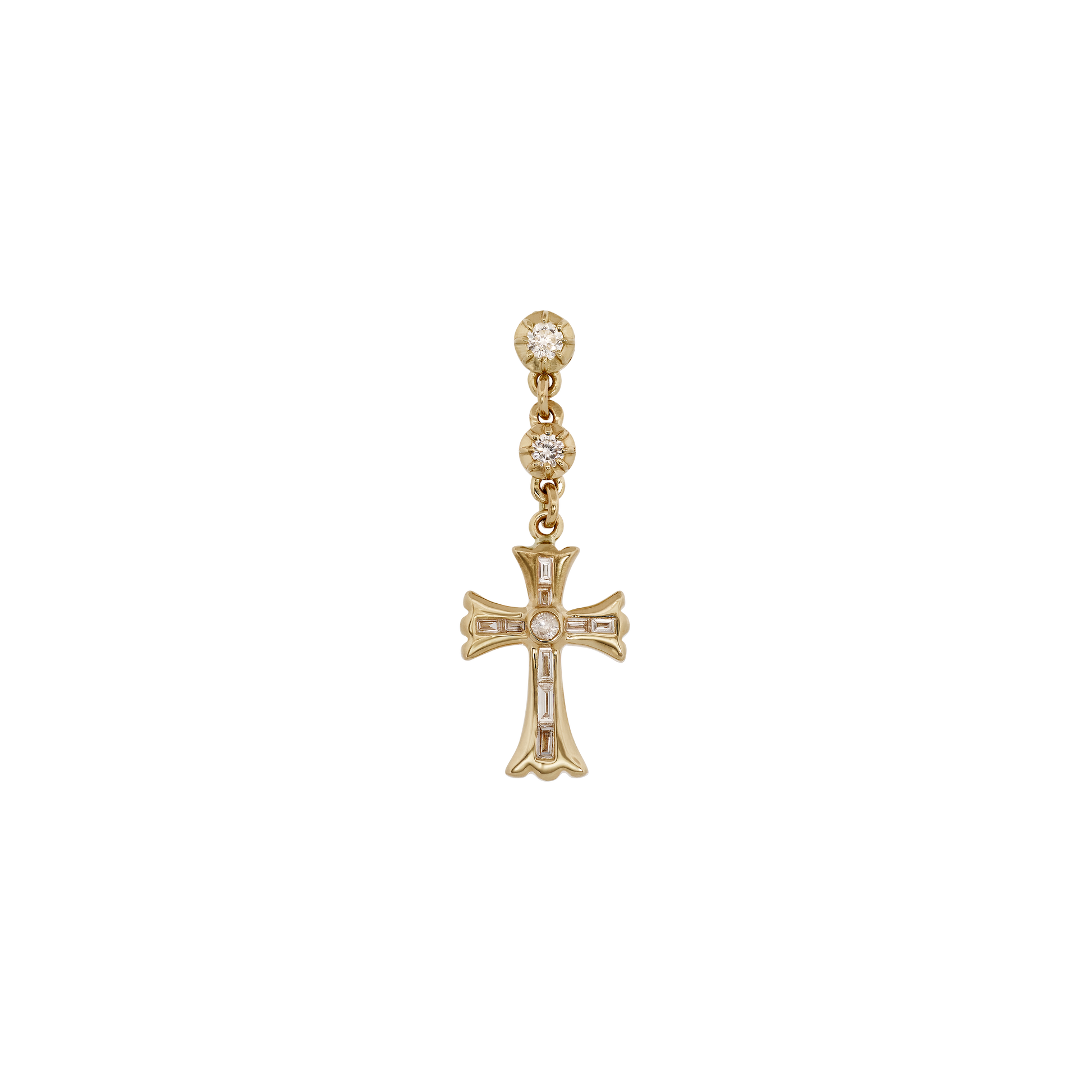 2 Sophia Diamond Gothic Baguette Cross Drop Stud