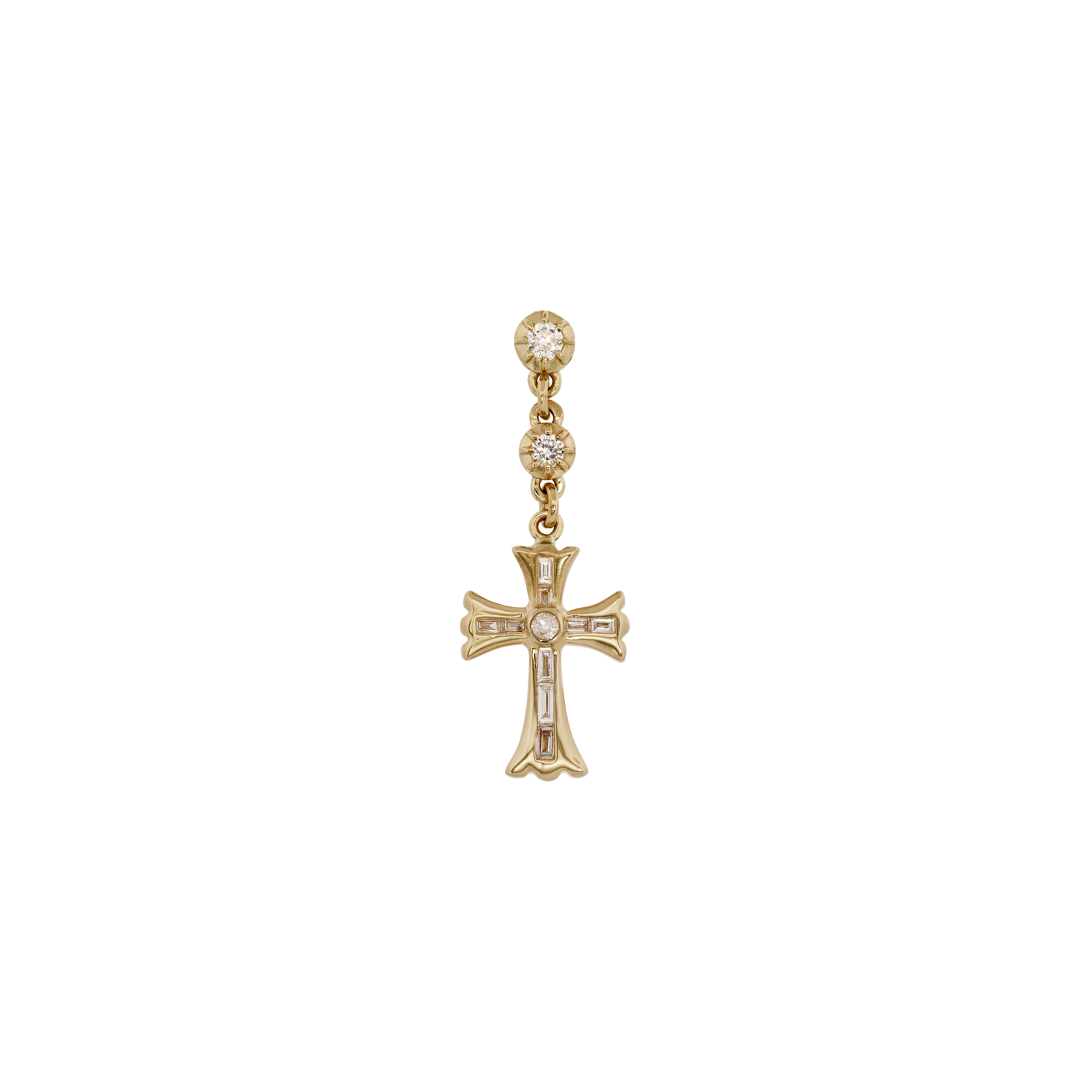 2 Sophia Diamond Gothic Baguette Cross Drop Stud