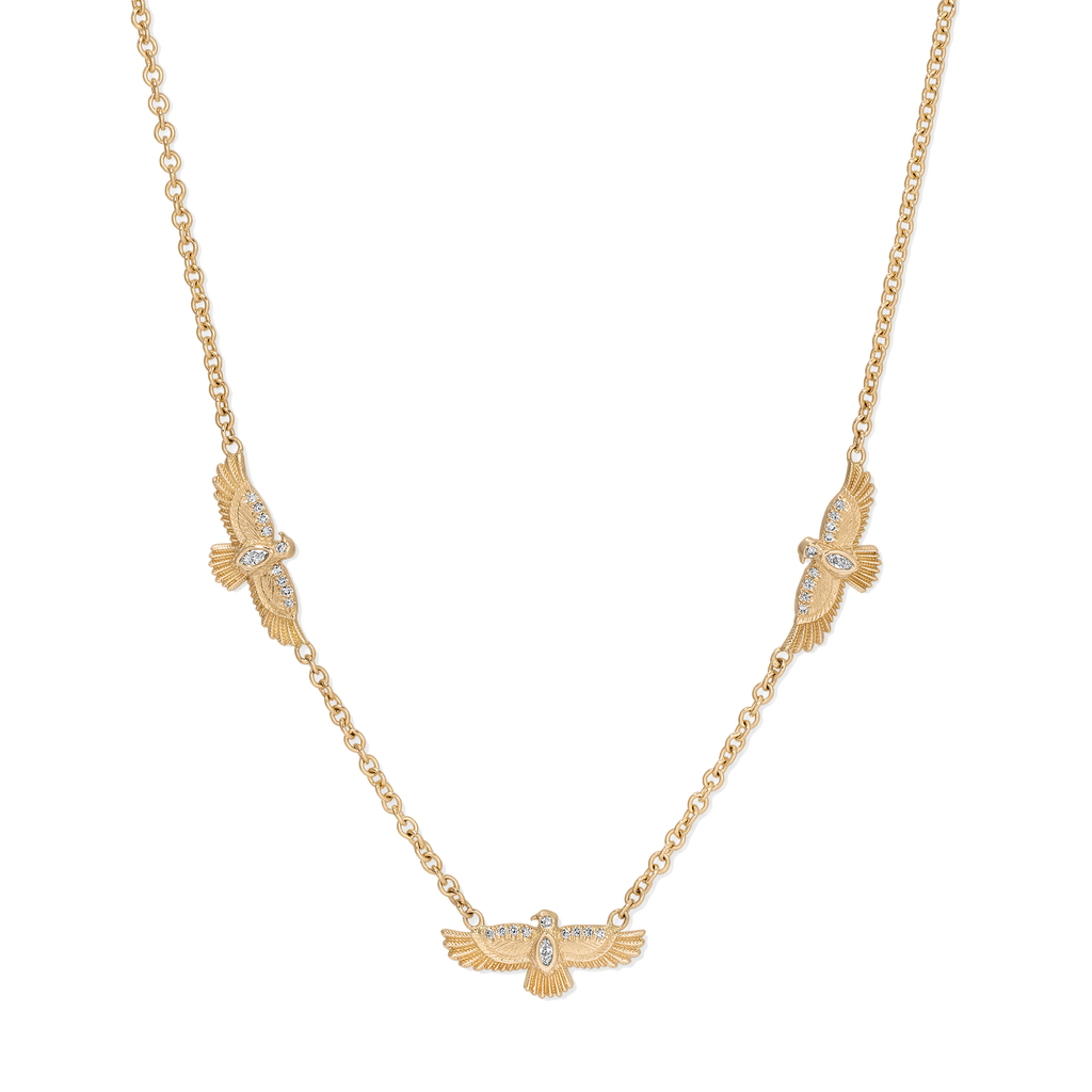 3 Small Pavé Marquise Diamond Thunderbirds Necklace