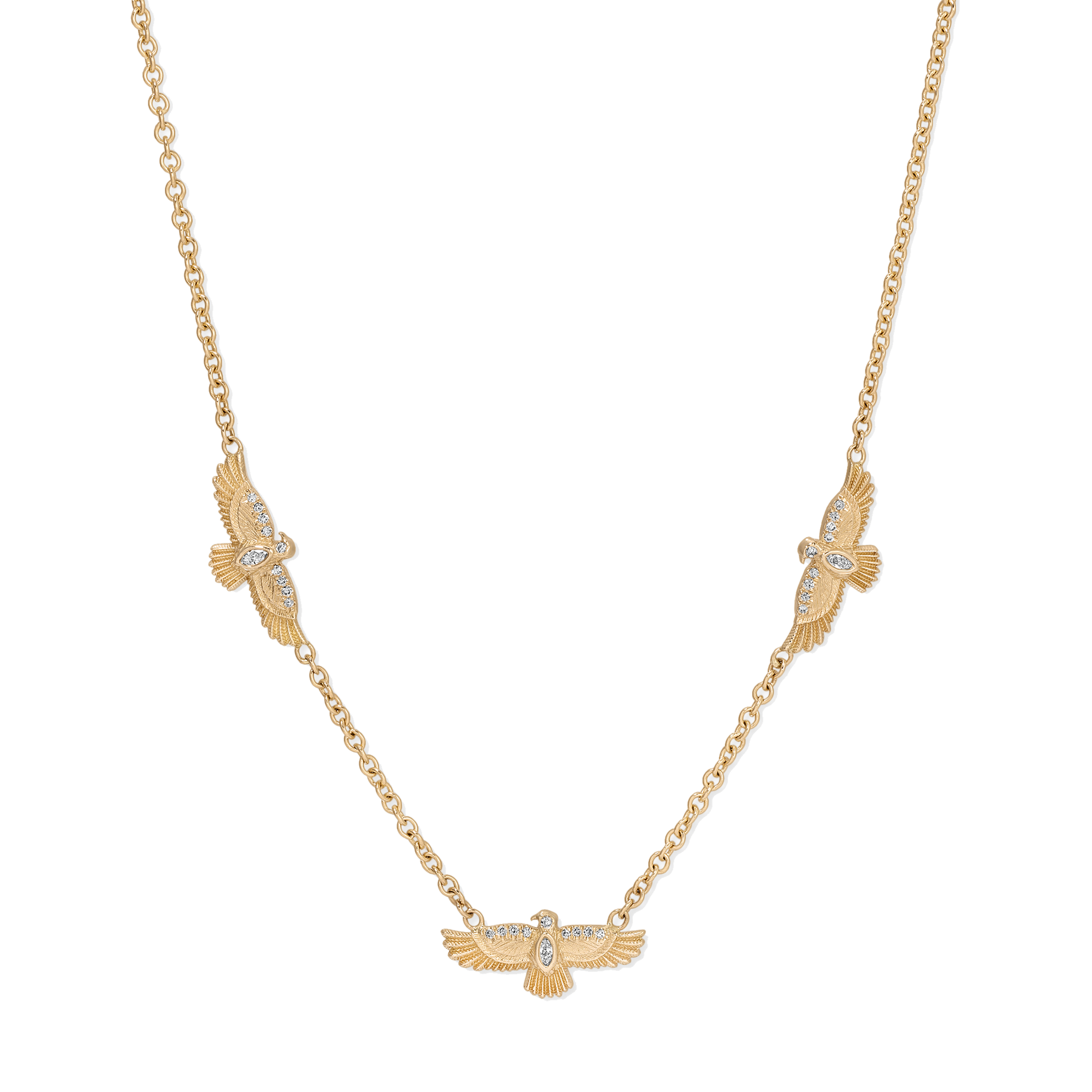 3 Small Pavé Marquise Diamond Thunderbirds Necklace