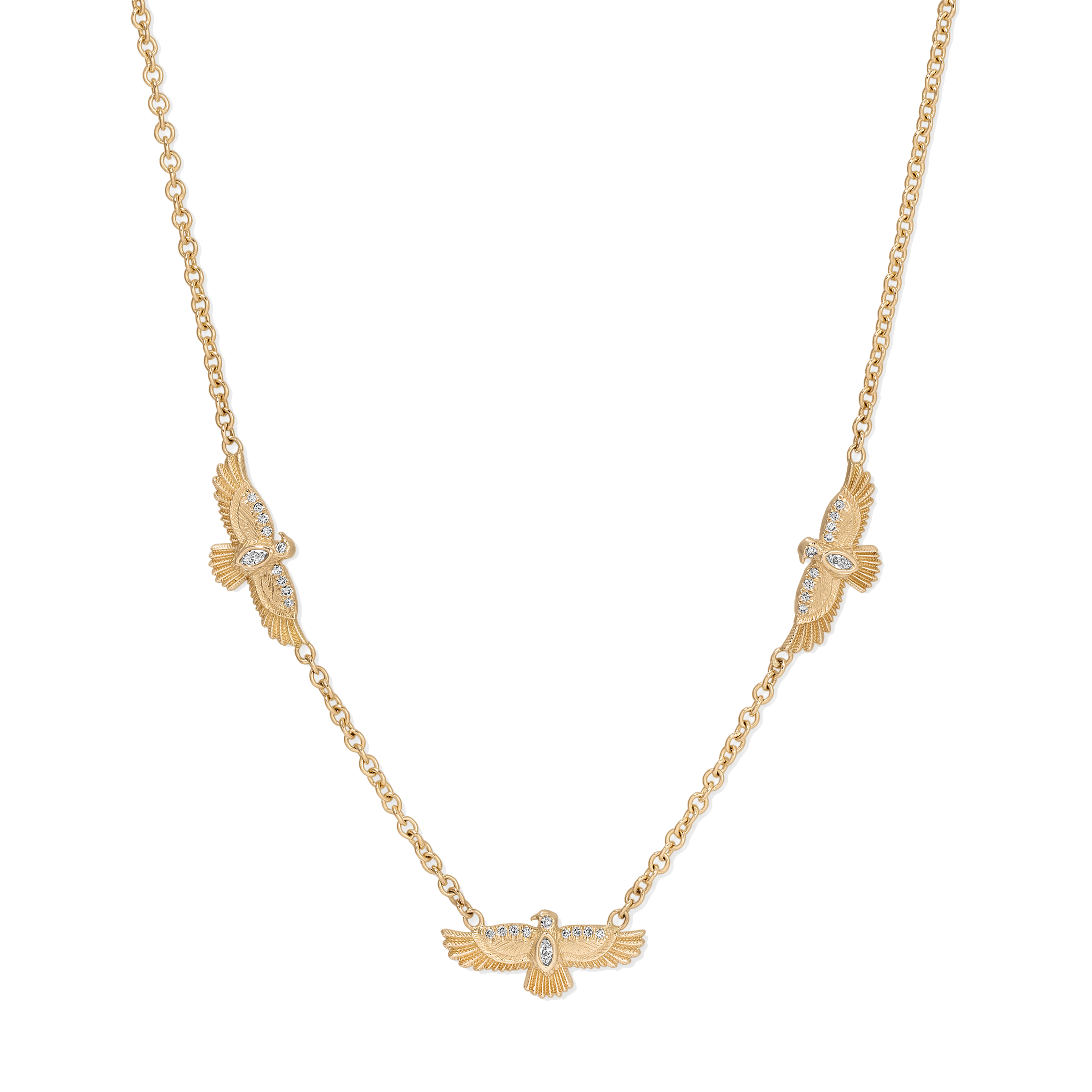 3 Small Pavé Marquise Diamond Thunderbirds Necklace