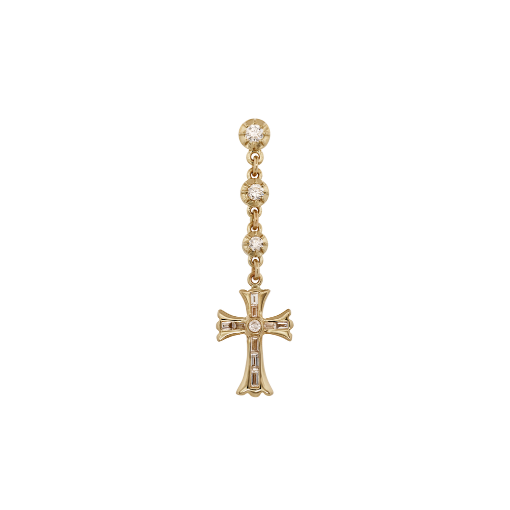 3 Sophia Diamond Gothic Baguette Cross Drop Stud