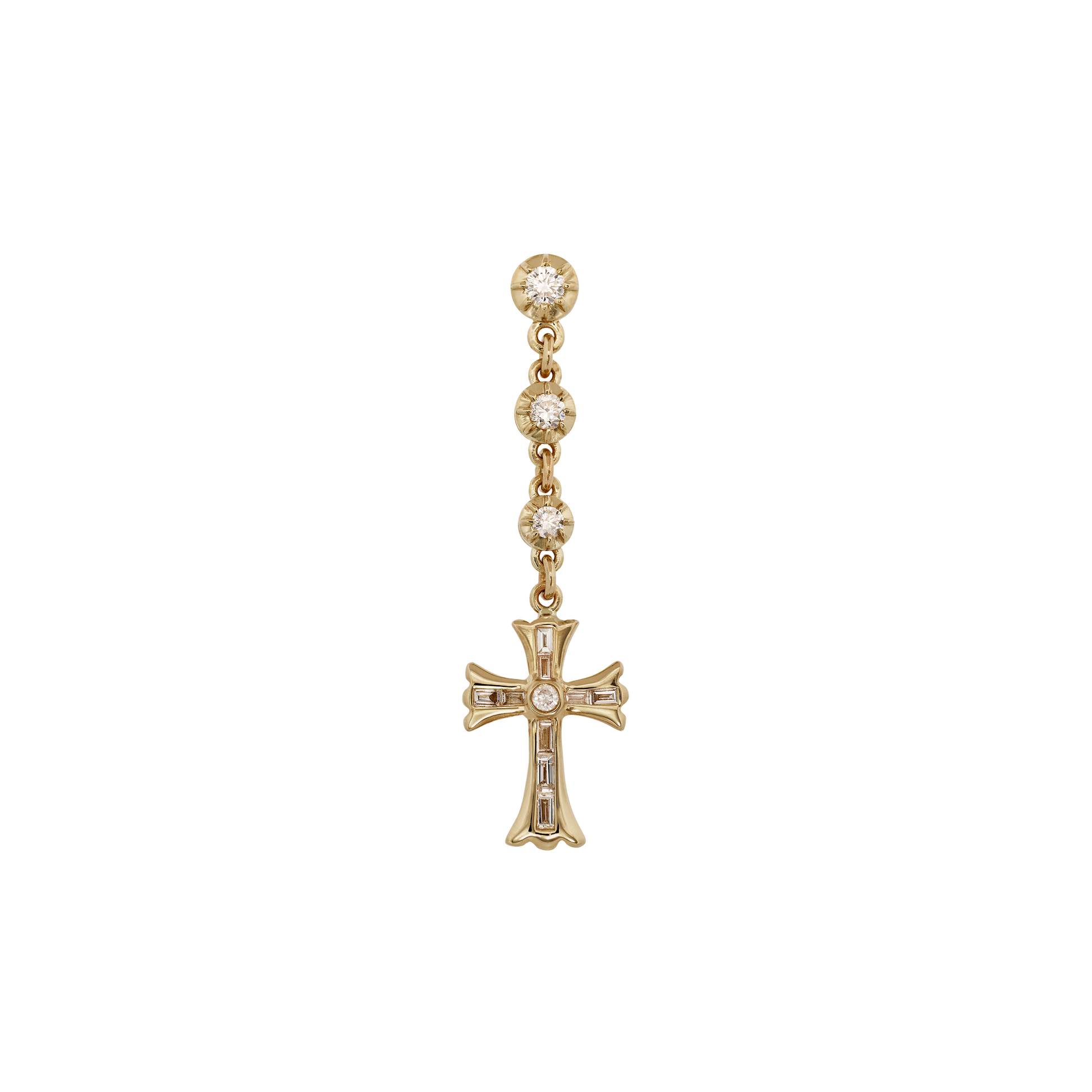 3 Sophia Diamond Gothic Baguette Cross Drop Stud